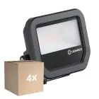 Fordelspakke 4x Ledvance LED Projektør Aluminium Sort 8W 1200lm 100D - 840 Kold Hvid | IP66 - Symmetrisk