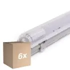 Fordelspakke 6x Noxion LED Vandtæt Lysrender Armaturhus Poseidon V2.0 | incl. 1x Noxion LED Lysrør T8 Standard Output 9W 900lm - 840 Kold Hvid - 60cm